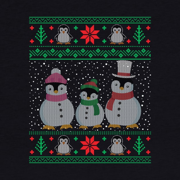 Funny Cute Penguin Lovers Snowman Xmas Ugly Christmas Sweater by mrsmitful01